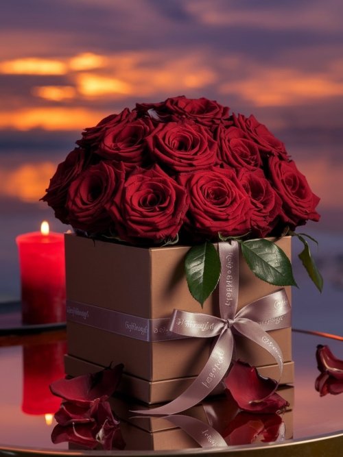 Sunset Roses in Gift Box