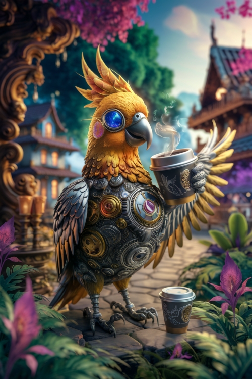 A hyper-realistic, hyper-ultra-detailed concept artwork of a cute cockatiel....